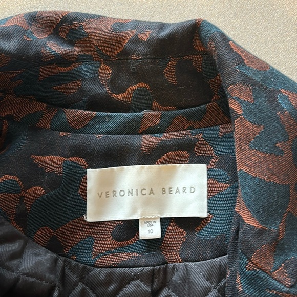 PRICE DROP Veronica Beard Brown Teal Jacquard Parka Camo Multicolor - Picture 3 of 12